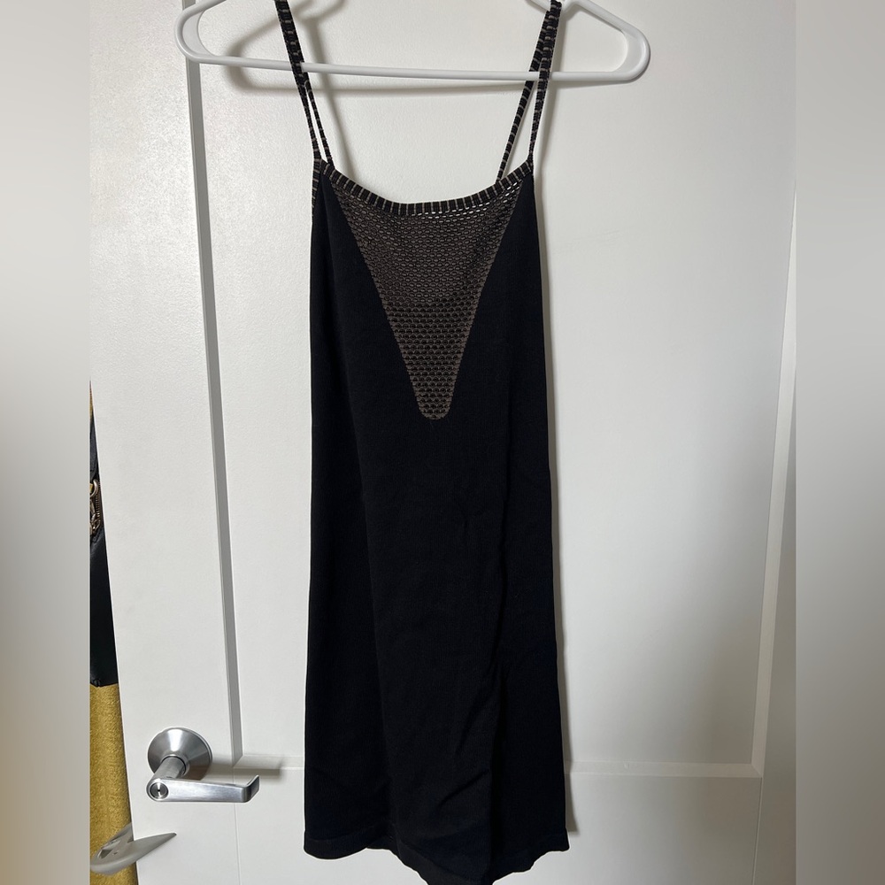 Black Bodycon Mini with Mesh Detail